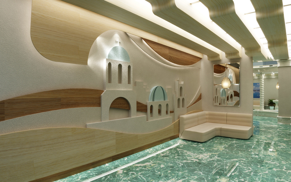 Interior design hall of Residence «Santorini» — AlexTurchinStudio