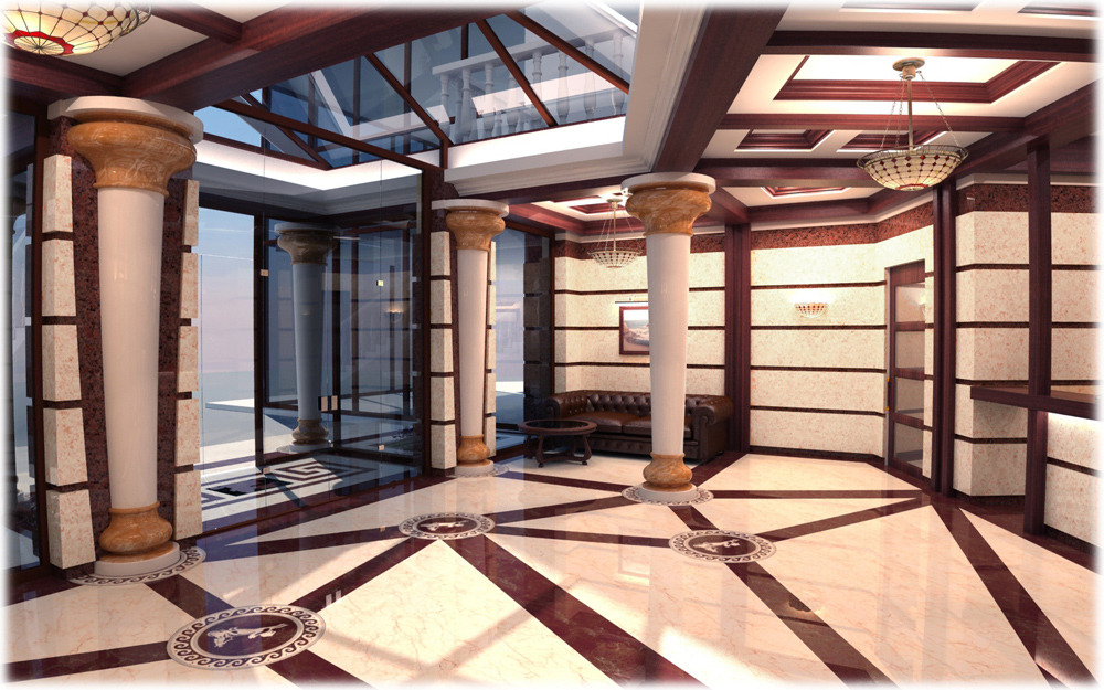 Interior design hall of Residence «Crete» — AlexTurchinStudio